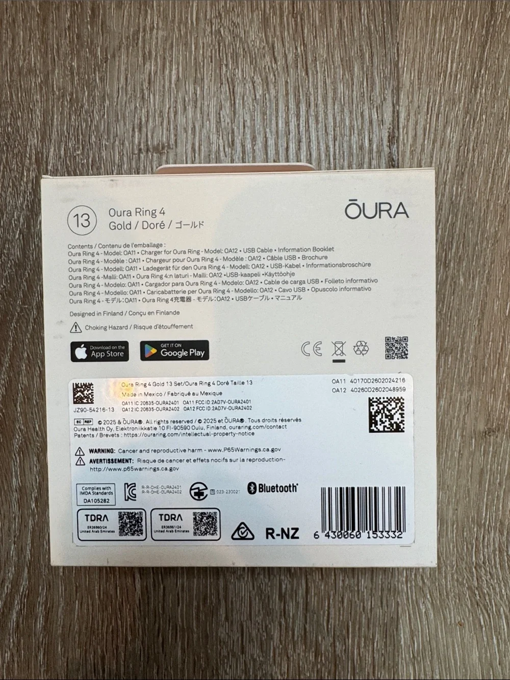 Oura Smart Ring gen 4 - new in box unopened Gold Size 13